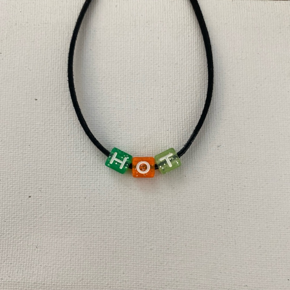 Rainbow square bead colorful choker ‘hot’ faux suede black ddlg / 3 for $15